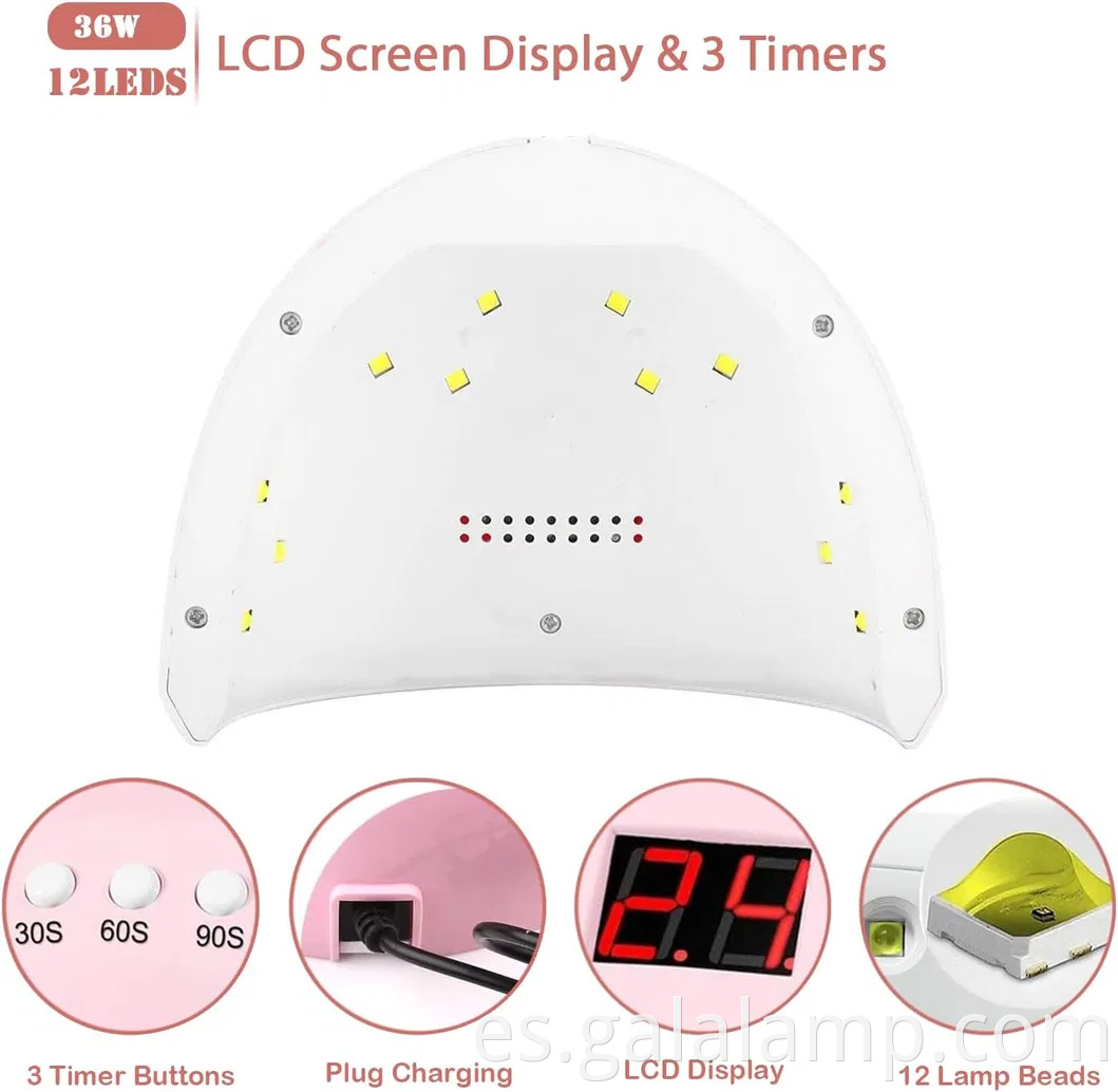 Secador de uñas UV compacto con pantalla LED para curado de gel rápido